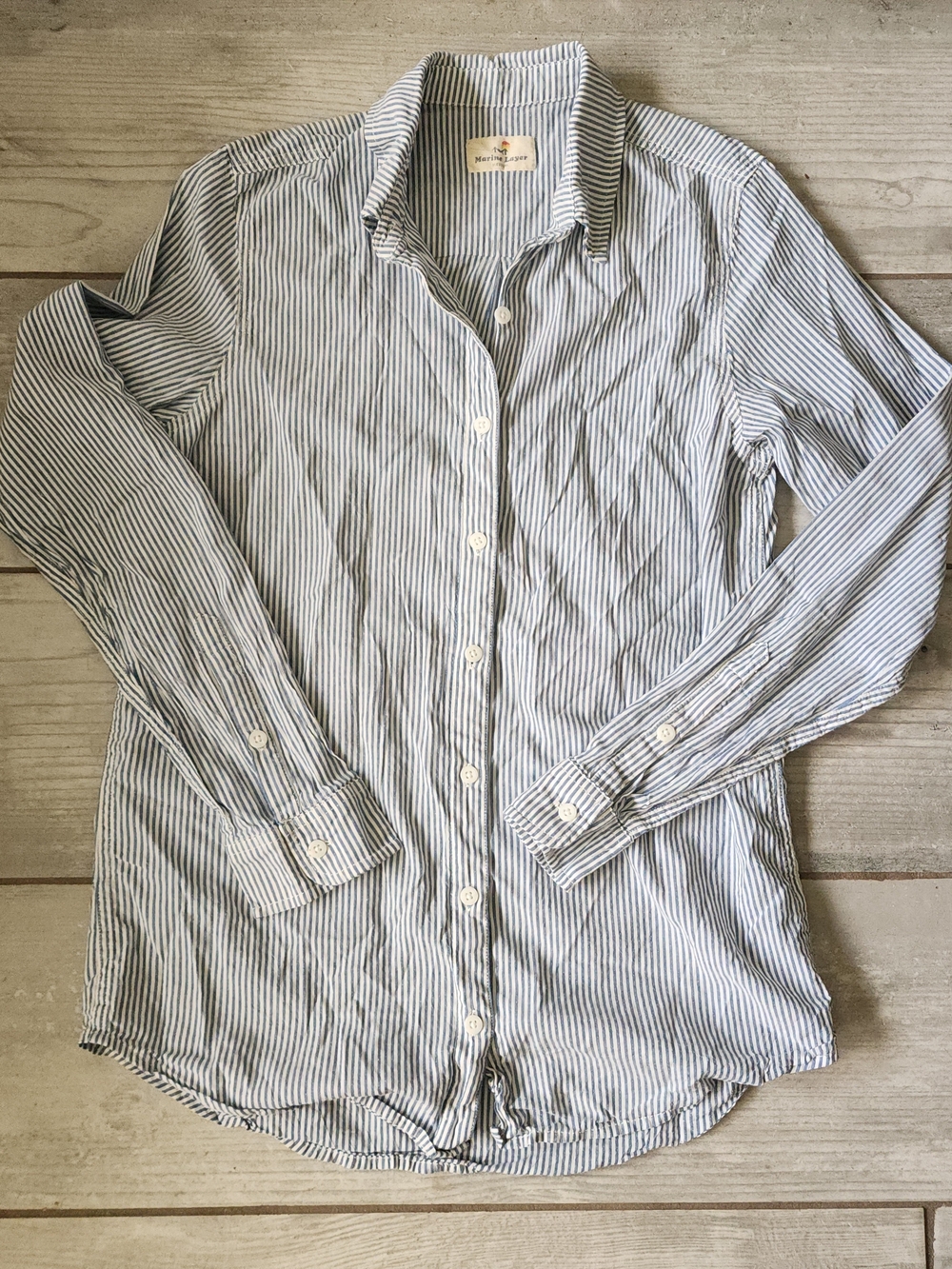 Marine Layer Blue & White Striped Button-Up Shirt